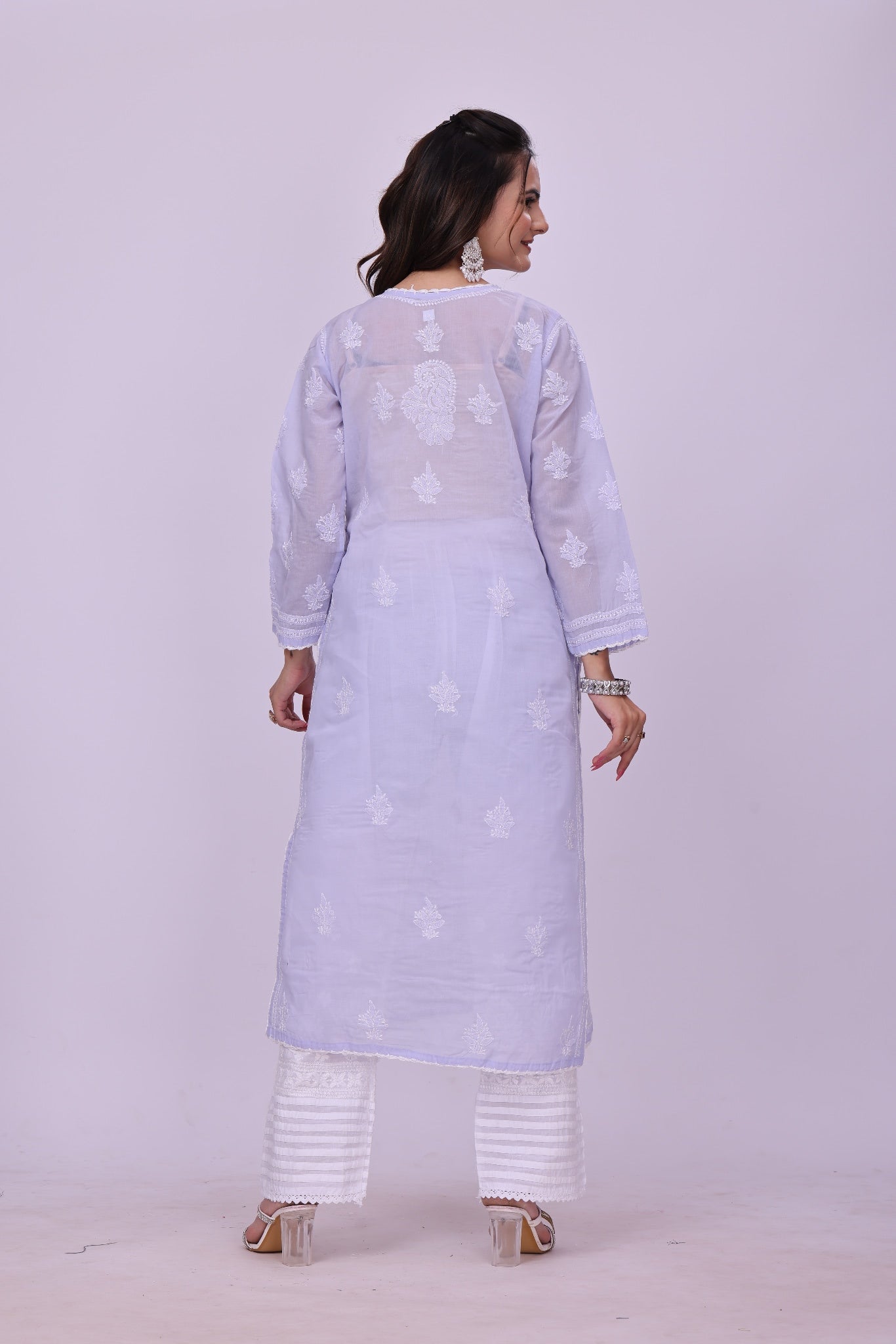 Karigiri Purple Chikankari Pure Cotton Kurta Women_KF0075