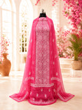 Karigiri Fuchsia Pink Hand Embroidered Georgette Dress Set_AFG041