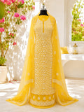 Karigiri Lemon Yellow Hand Embroidered Georgette 3-Piece_AFG029