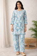 Karigiri Sky Blue Chikankari Co-ord Set Women_KF0180