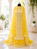 Karigiri Sunshine Yellow Georgette Chikankari 3-Piece Suit_AFG008