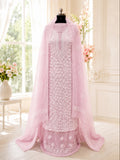 Karigiri Blush Pink Hand Embroidered Georgette Dress Set_AFG056
