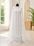 Karigiri White Hand Embroidered Georgette Chikankari 3-Piece Dress Material_AFG001