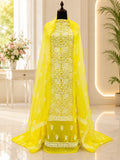 Karigiri Neon Lemon Hand Embroidered Georgette Suit_AFG021