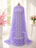 Karigiri Soft Lavender Hand Embroidered Georgette Dress Set_AFG013