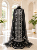 Karigiri Black Hand Embroidered Georgette Chikankari Suit_AFG058