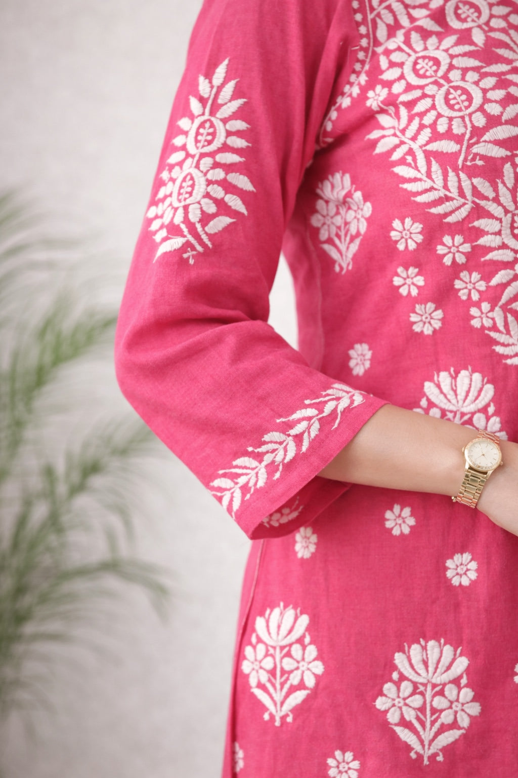 Karigiri Rani Pink Chikankari Kurti Set Soft Mulmul Cotton_KF0162