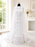 Karigiri White Hand Embroidered Georgette Chikankari Suit_AFG014