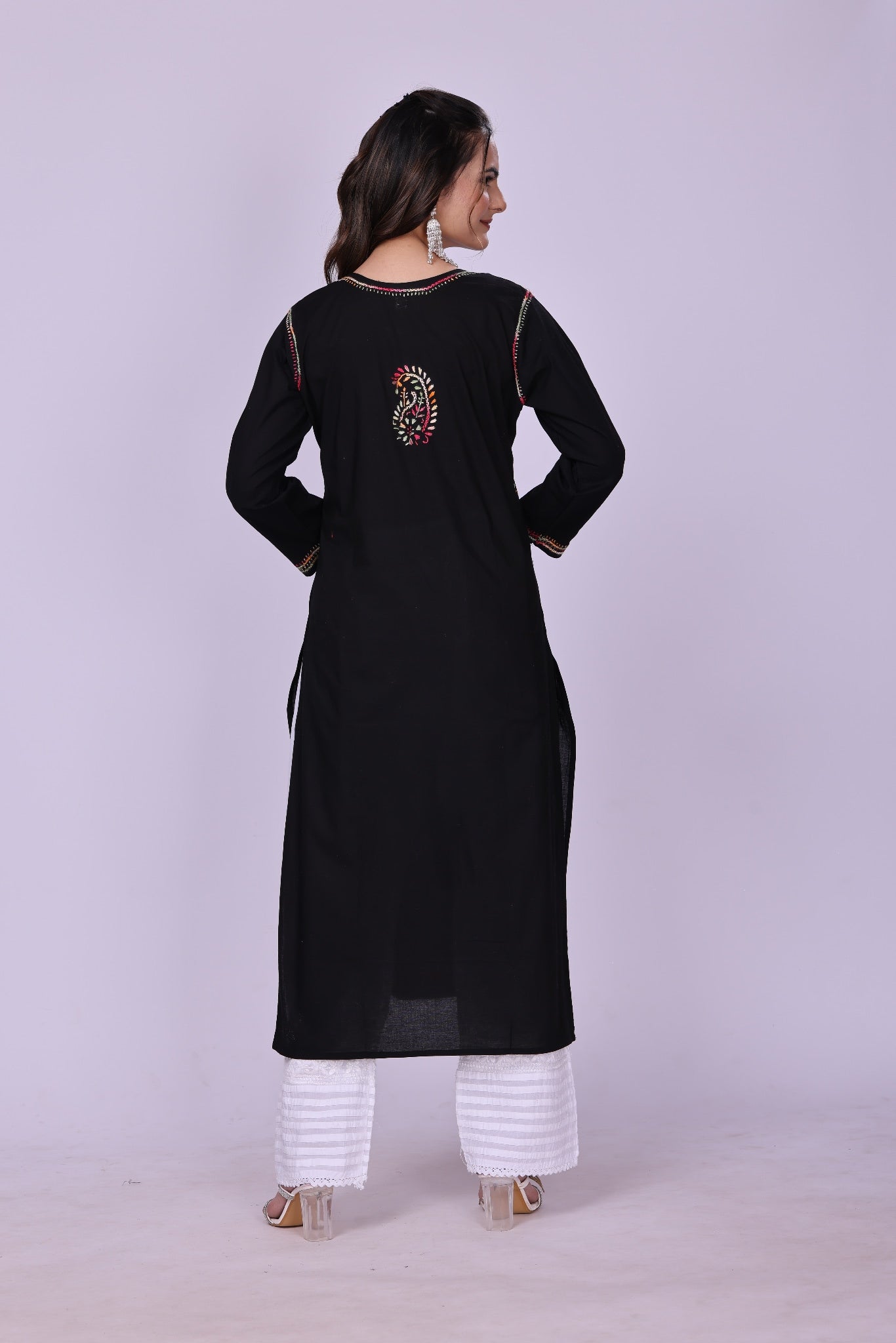 Karigiri Black Lucknowi Chikankari Cotton Kurta KF0211