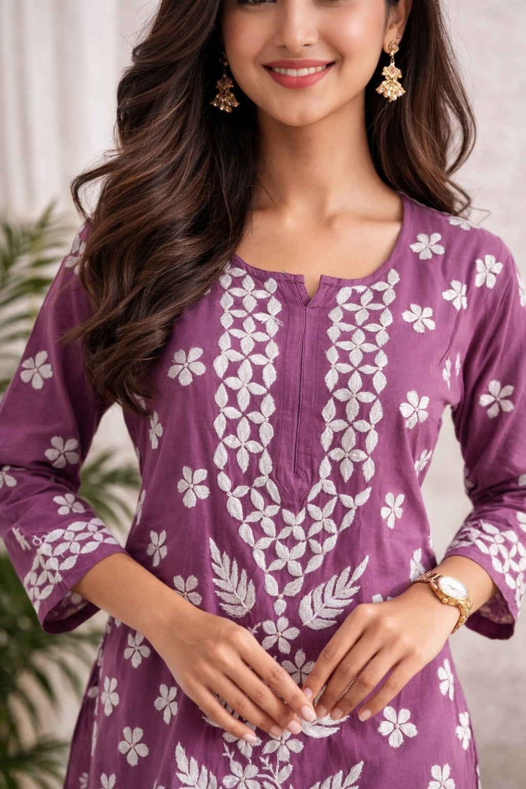 Karigiri Dusty Mauve Chikankari Kurti Set_KF0030