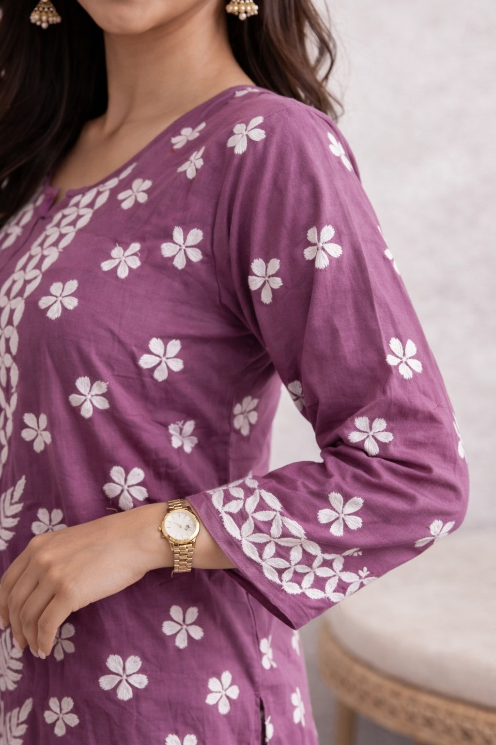 Karigiri Dusty Mauve Chikankari Kurti Set_KF0030