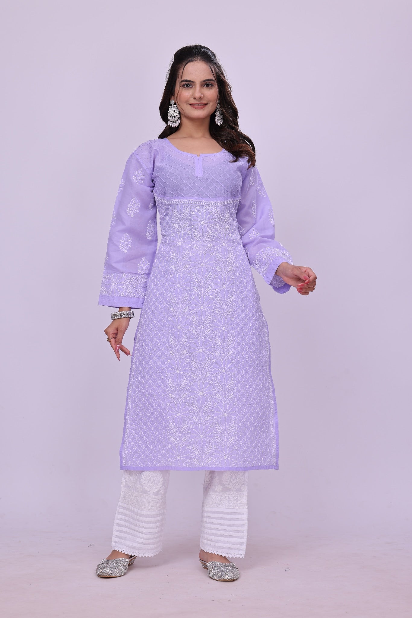 Karigiri Purple Chikankari Pure Cotton Kurta Jaaldar work_KF0076