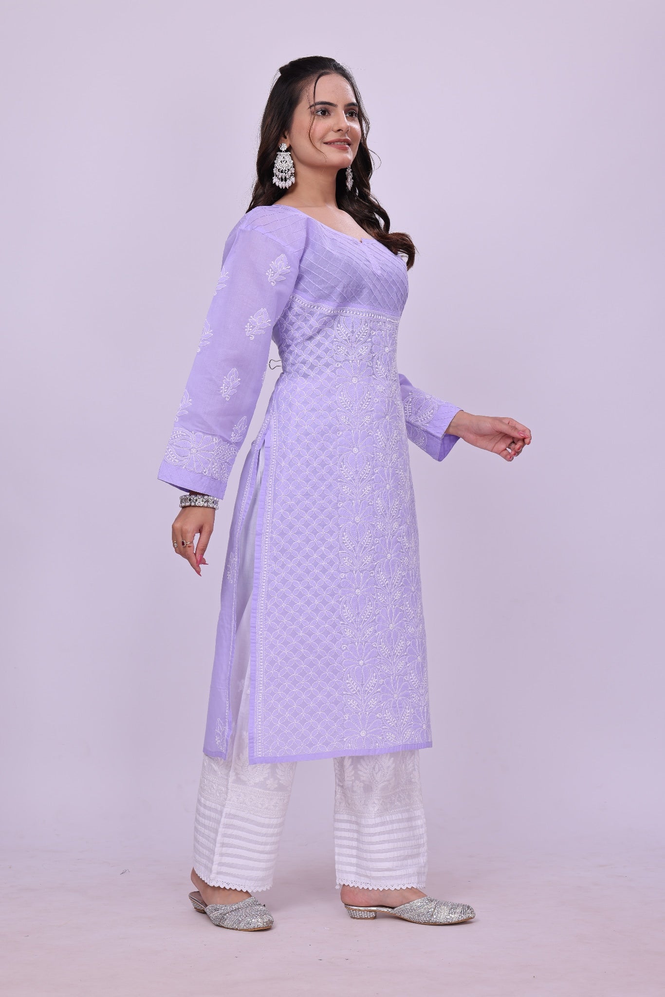 Karigiri Purple Chikankari Pure Cotton Kurta Jaaldar work_KF0076