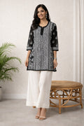 Karigiri Black Georgette Chikankari Short Kurti_KF0014