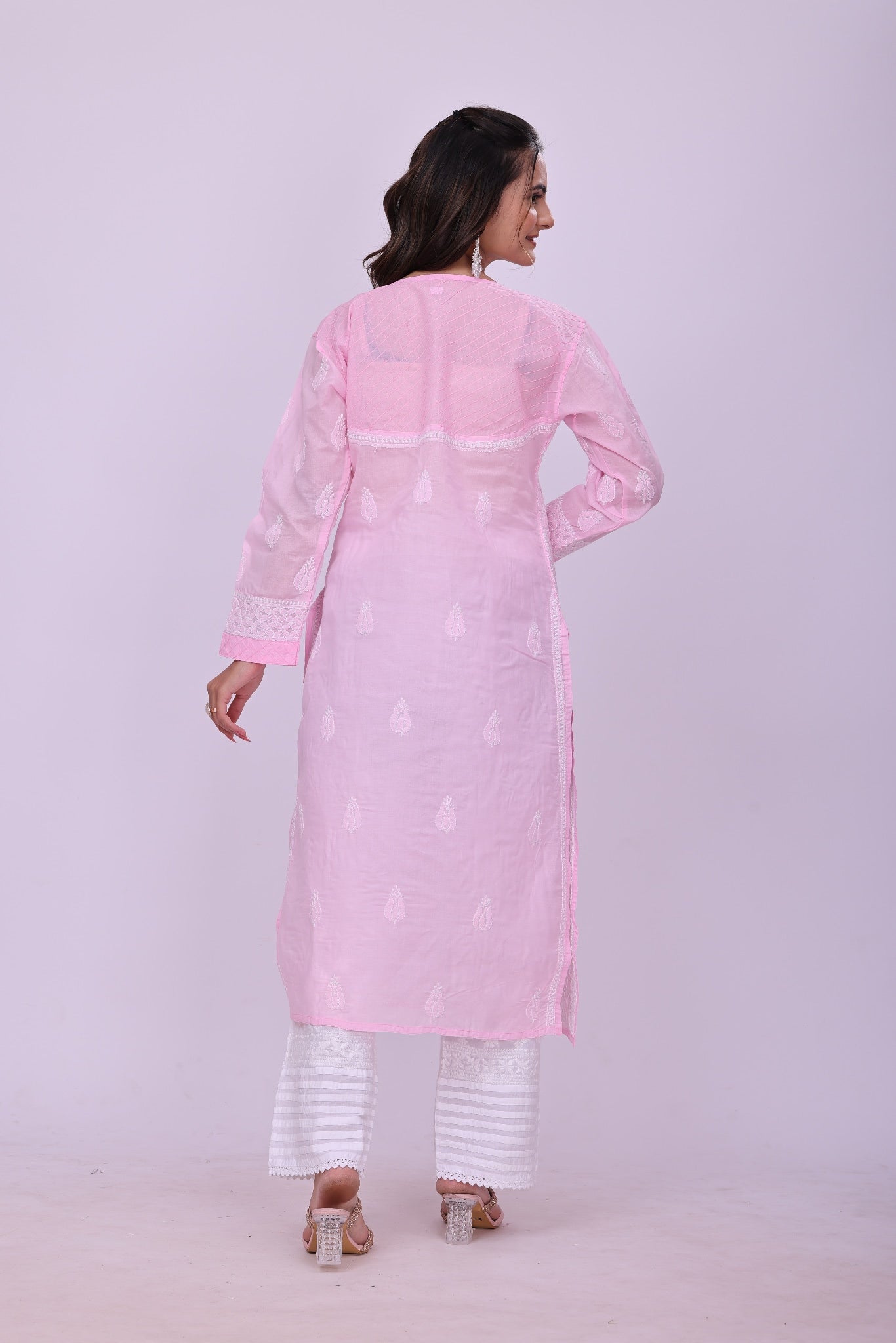 Karigiri Pink Chikankari Pure Cotton Kurta_KF0074