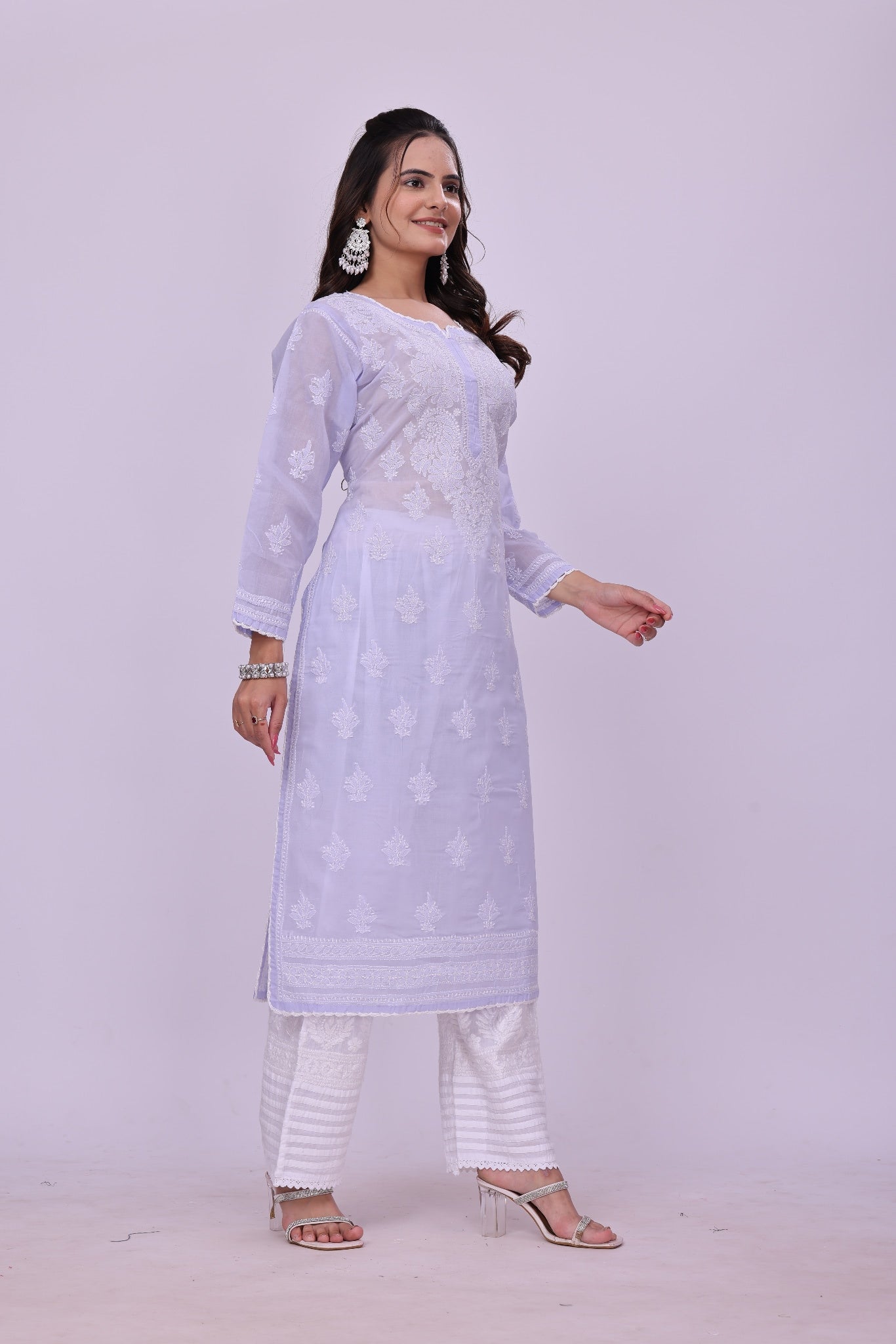 Karigiri Purple Chikankari Pure Cotton Kurta Women_KF0075