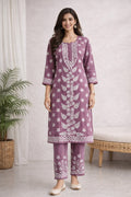 Karigiri Dusty Mauve Chikankari Kurti Set_KF0030