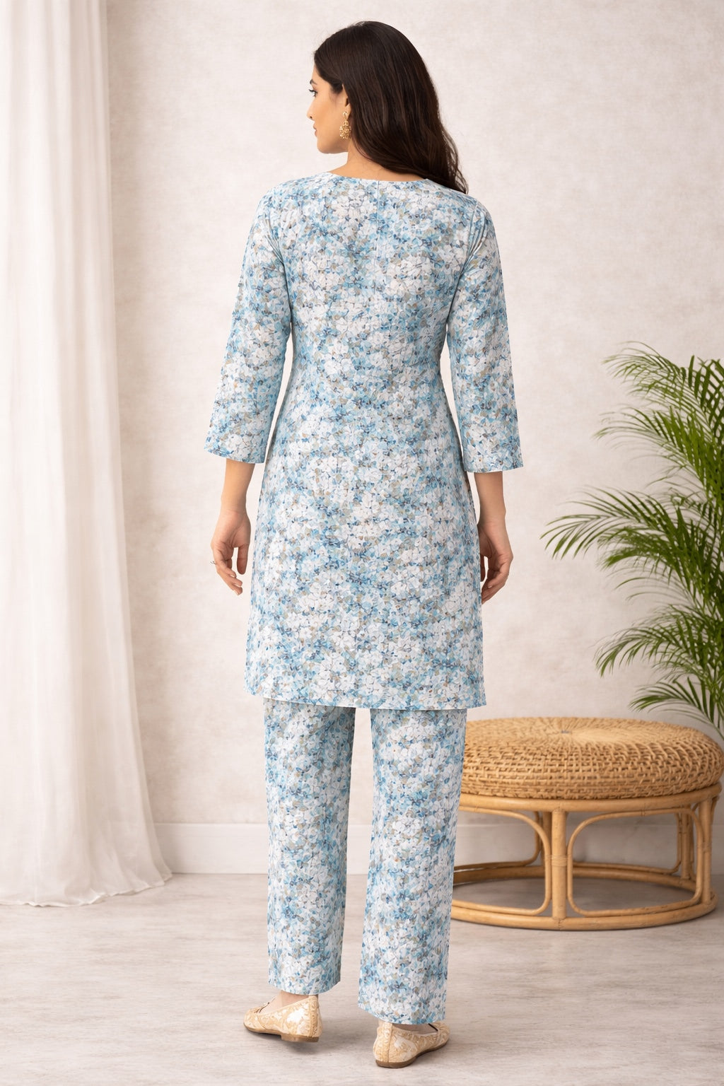 Karigiri Sky Blue Chikankari Co-ord Set Women_KF0180