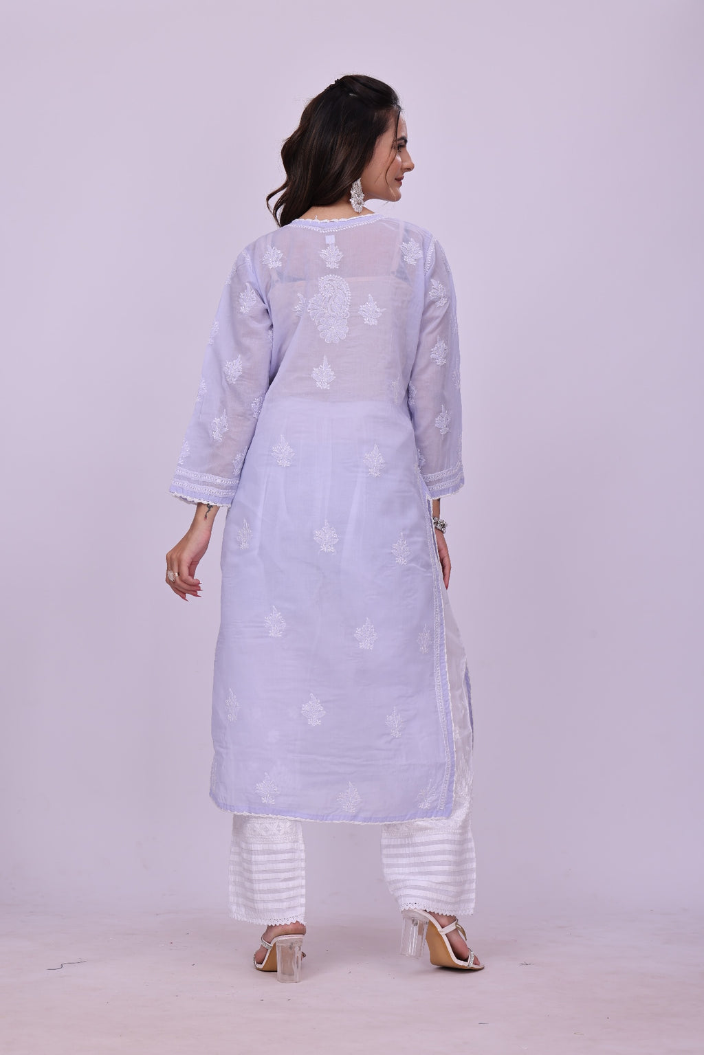 Karigiri Purple Chikankari Pure Cotton Kurta Women_KF0075