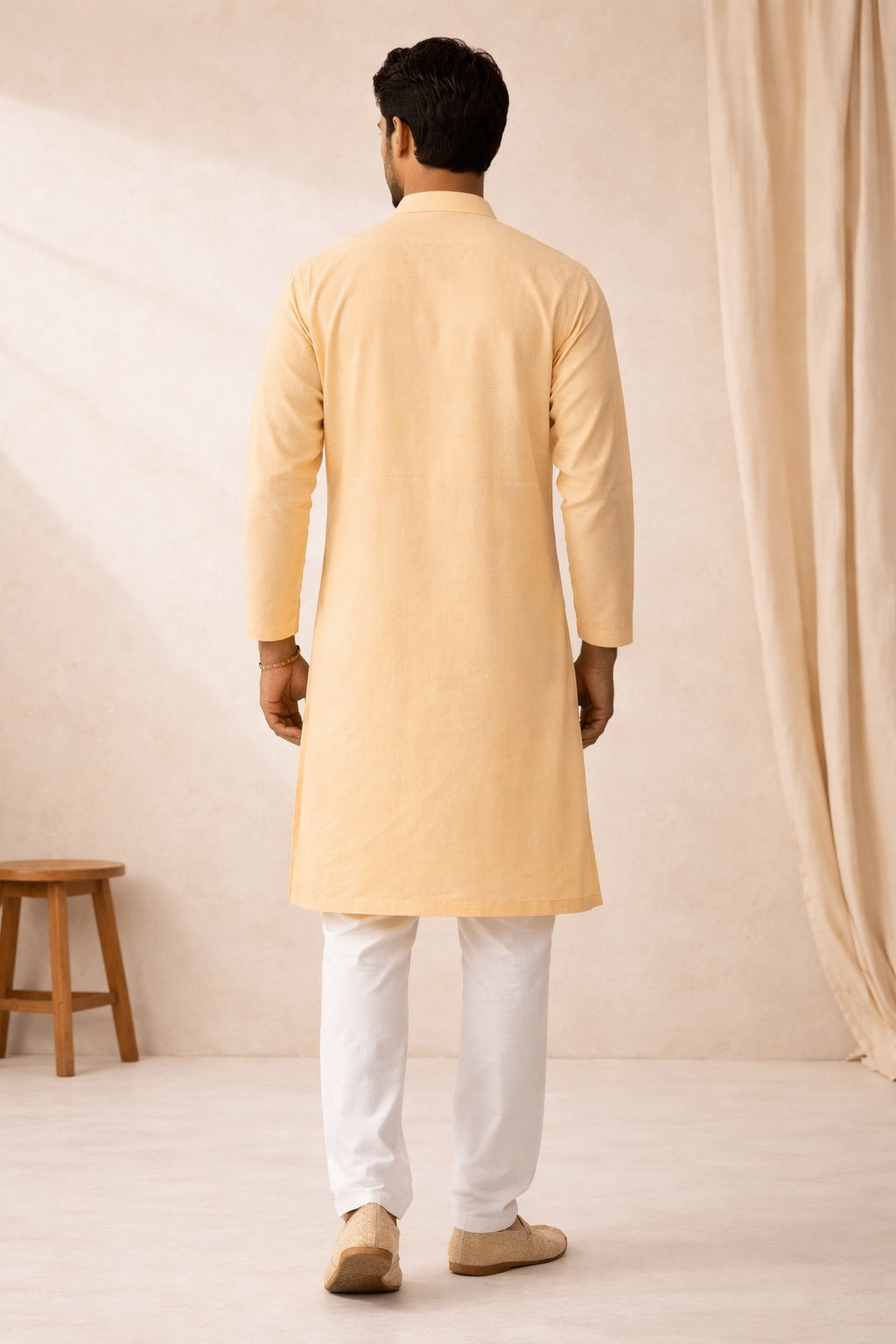 Karigiri Men's Pure Cotton Chikankari Kurta Peach_KF0188
