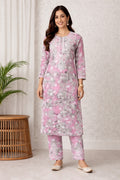 Karigiri Blush Pink Chikankari Cotton Kurti Set_KF0021