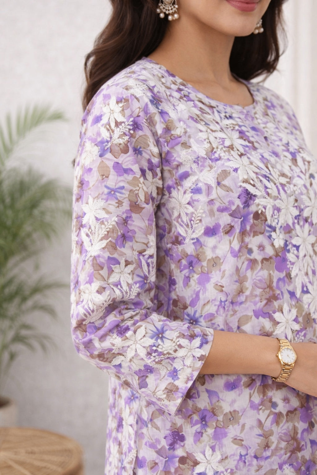Karigiri Lavender Chikankari Cotton Co-ord Set Women_KF0108