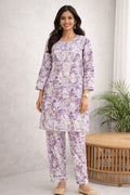 Karigiri Lavender Chikankari Cotton Co-ord Set Women_KF0108
