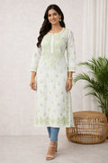 Karigiri White Chikankari Cotton Kurti Women_KF0128