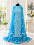 Karigiri Sky Blue Hand Embroidered Georgette Chikankari Suit_AFG016