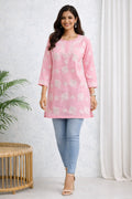 Karigiri Pink Chikankari Rayon Short Kurti Women_KF0153