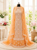 Karigiri Soft Peach Hand Embroidered Georgette Dress Material_AFG012
