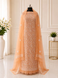 Karigiri Peach Chikankari Soft Georgette 3-Piece Dress Material