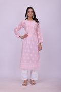 Karigiri Pink Chikankari Pure Cotton Kurta Women_KF0073