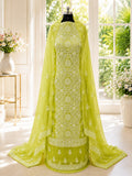 Karigiri Lime Green Hand Embroidered Georgette 3-Piece_AFG027