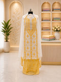 Karigiri Golden Yellow Hand Embroidered Cotton Dress Material_AFC013