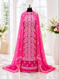 Karigiri Fuchsia Pink Hand Embroidered Georgette Suit_AFG042
