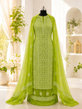 Karigiri Lime Green Hand Embroidered Georgette 3-Piece_AFG024