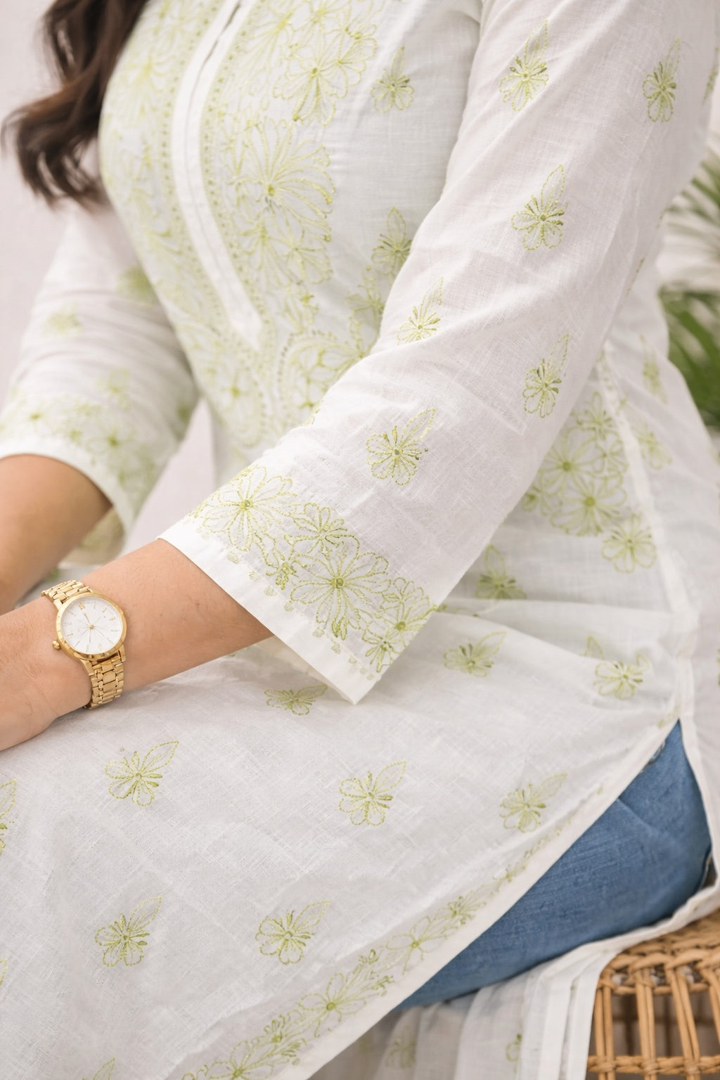 Karigiri White Chikankari Cotton Kurti Women_KF0128