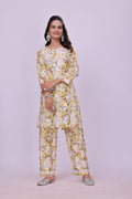 Karigiri Yellow Chikankari Cotton Co-Ord Set Women_KF0062
