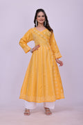 Karigiri Mustard Chikankari Anarkali Kurti Cotton_KF0130
