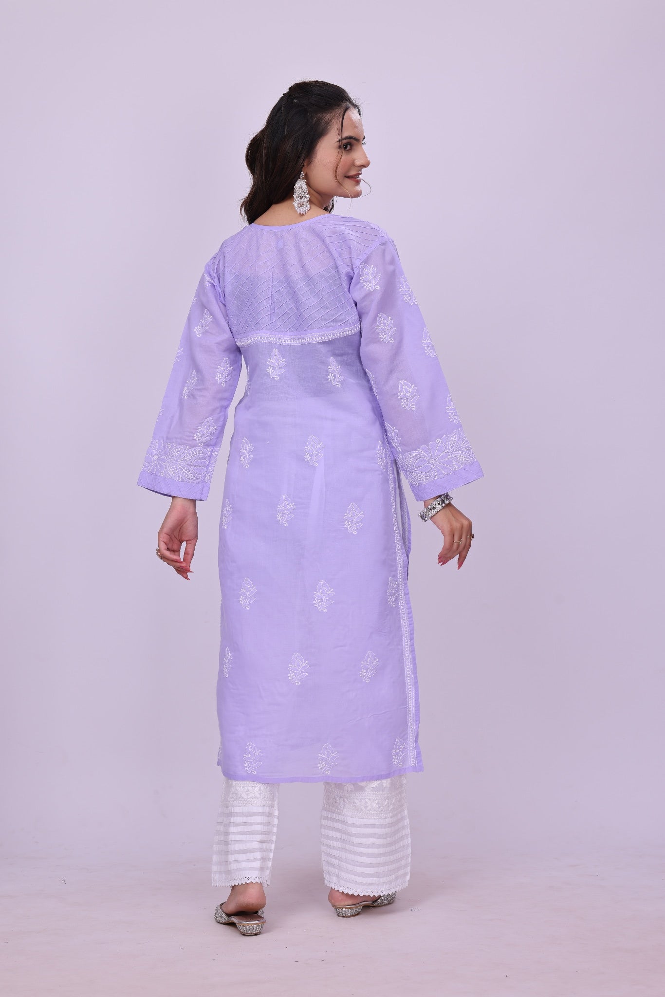 Karigiri Purple Chikankari Pure Cotton Kurta Jaaldar work_KF0076