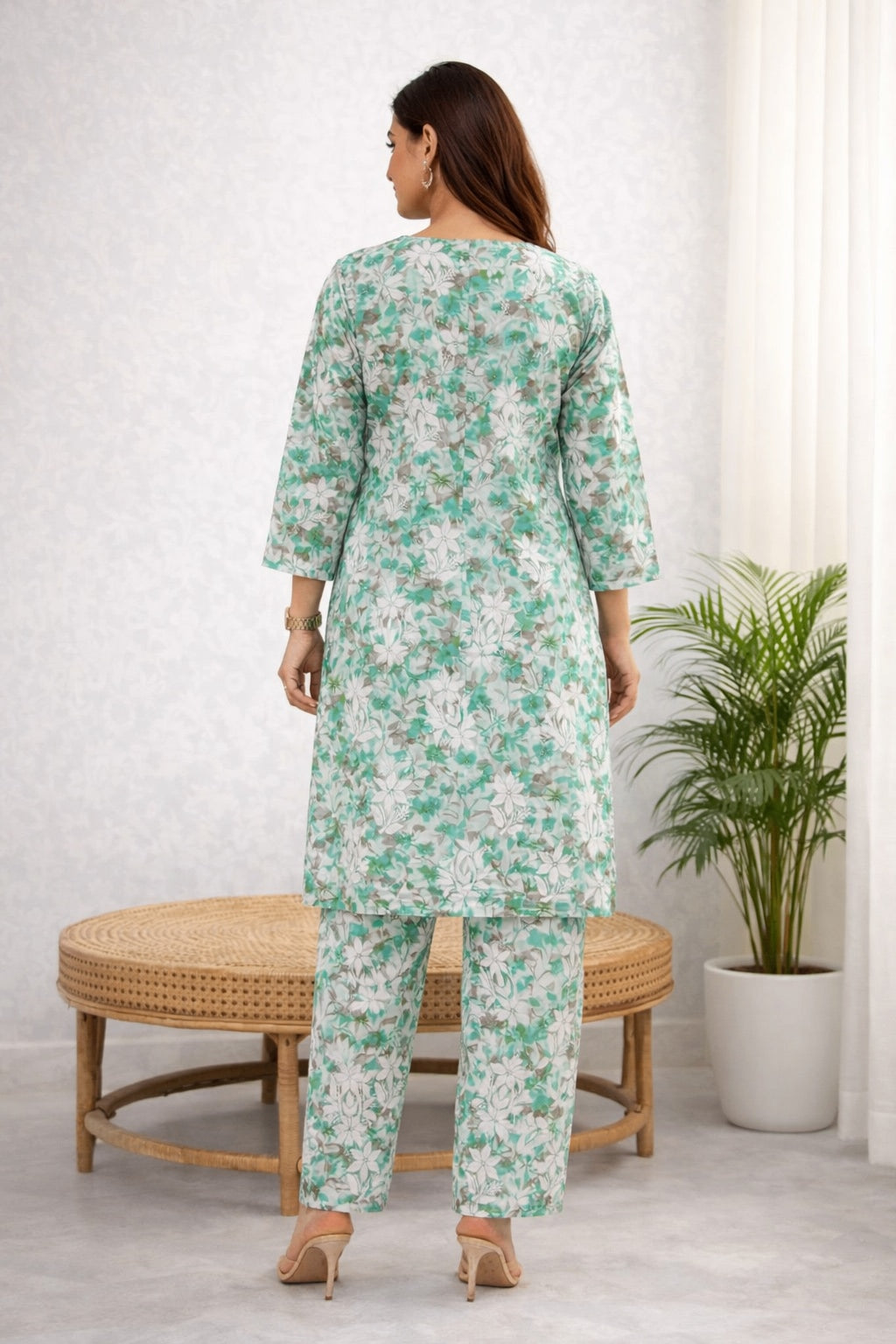 Karigiri Mint Green Chikankari Cotton Co-ord Set_KF0127