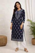 Karigiri Black Chikankari Cotton Kurti Women_KF0011