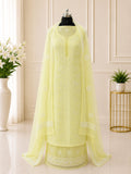 Karigiri Lemon Yellow Chikankari Georgette Dress Material