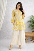 Karigiri Yellow Chikankari Short Kurti for Women_KF0057