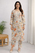 Karigiri Beige Lucknowi Chikankari Kurti Set_KF0006