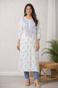 Karigiri White Chikankari Cotton Kurti Women_KF0157